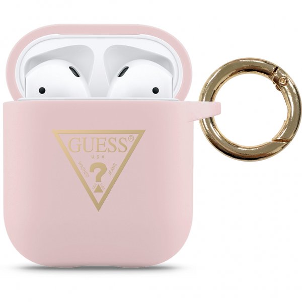 Guess AirPods (1/2) Skal Gold Triangle Rosa