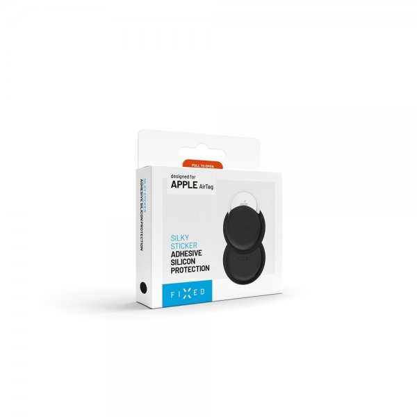 Fixed AirTag Hållare Silky Sticker 2-pack Svart