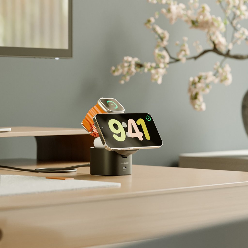 Alogic Trådlös Laddare PowerPod 4-in-1 Qi2 Svart