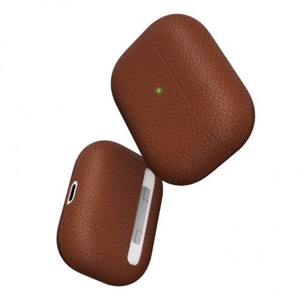KeyBudz AirPods Pro Skal PodSkinz Äkta Läder Brun