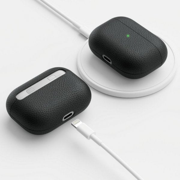 KeyBudz AirPods Pro Skal PodSkinz Äkta Läder Svart