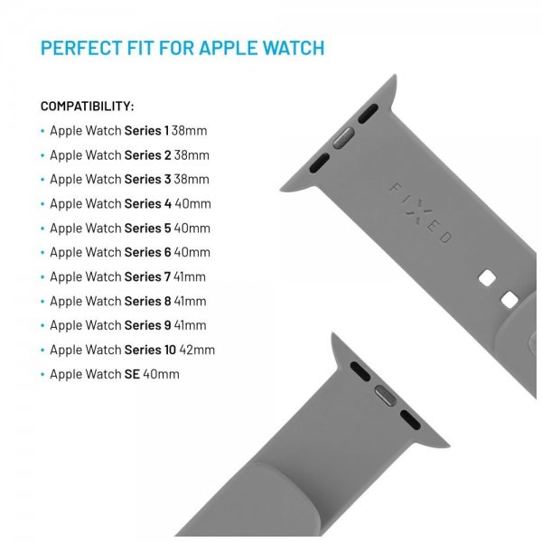 Fixed Apple Watch 38/40/41/42mm Armband Silicone Sporty Strap Grå