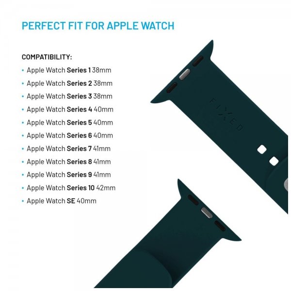 Fixed Apple Watch 38/40/41/42mm Armband Silicone Sporty Strap Mörkgrön