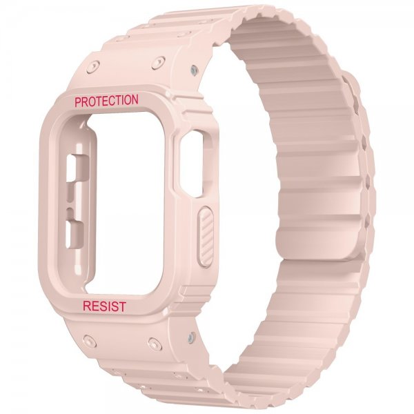 Apple Watch 40/41mm Armband med Skal Silikon Magnetstänging Rosa