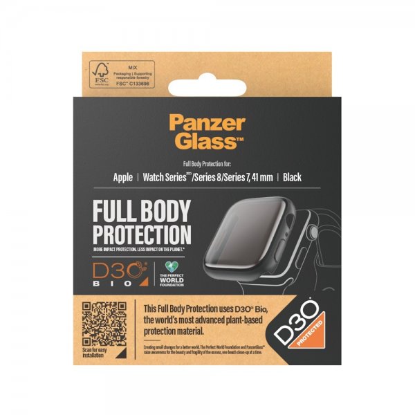 PanzerGlass Apple Watch 41mm Skal med Skärmskydd Full Body Protector Svart