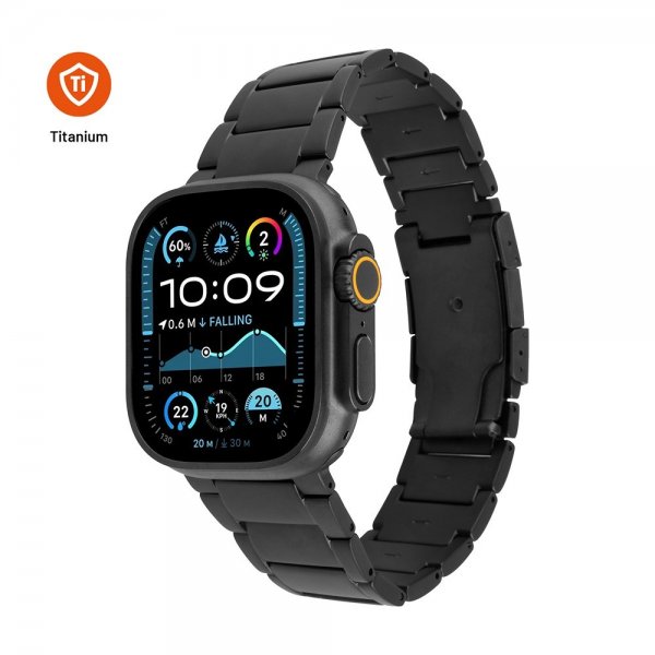 Fixed Apple Watch 42/44/45/46mm Armband Titanium Strap Svart