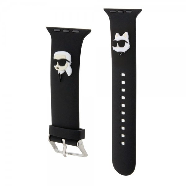 Karl Lagerfeld Apple Watch 42/44/45/Apple Watch Ultra Armband Rubber NFT Karl & Choupette Svart