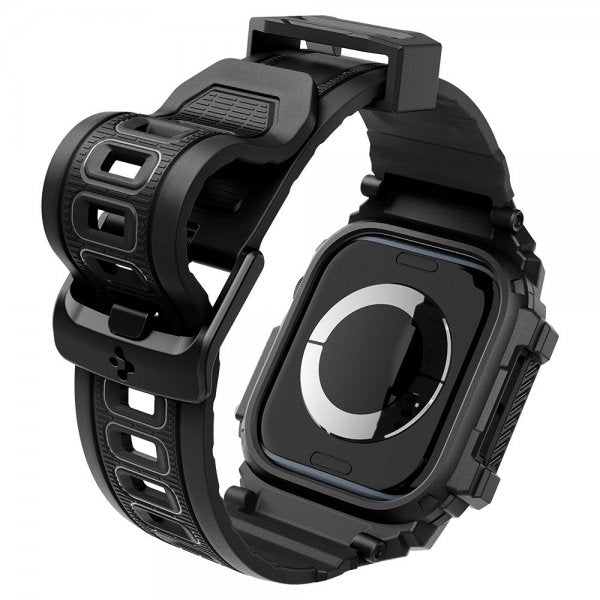 Spigen Apple Watch 42mm (Series 10/11) Armband och Skal Rugged Armor Pro Matte Black