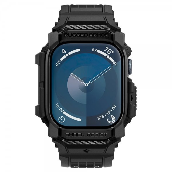 Spigen Apple Watch 42mm (Series 10/11) Armband och Skal Rugged Armor Pro Matte Black
