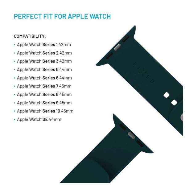 Fixed Apple Watch 44/45/46mm Armband Silicone Sporty Strap Mörkgrön