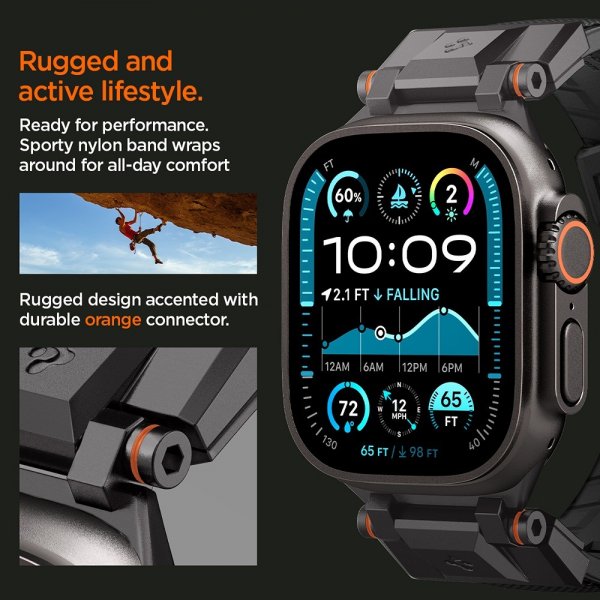 Spigen Apple Watch 44/45/46/49mm Armband DuraPro Armor Svart