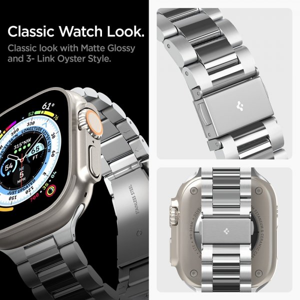 Spigen Apple Watch 44/45/46mm/Ultra 49mm Armband Modern Fit 316L Silver