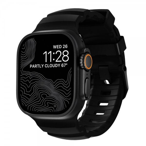 Nomad Apple Watch 44/45/46mm/Ultra 49mm Armband Rocky Point Svart Carbon Black