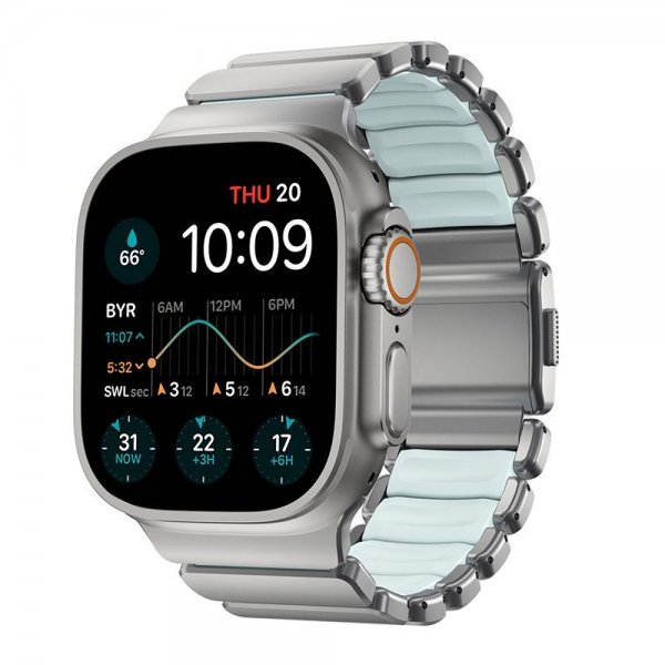 Nomad Apple Watch 44/45/46mm/Ultra 49mm Armband Stratos Band Natural Icy Blue Glow