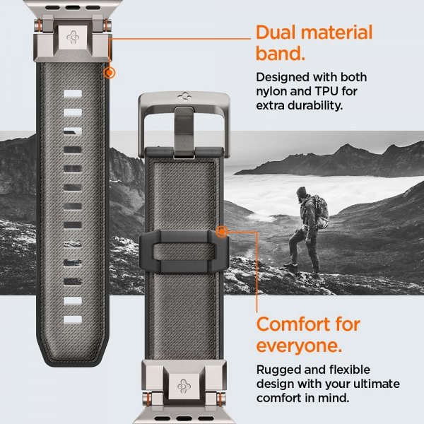 Spigen Apple Watch 44/45/46mm/Ultra 49mm Armband DuraPro Armor Grå