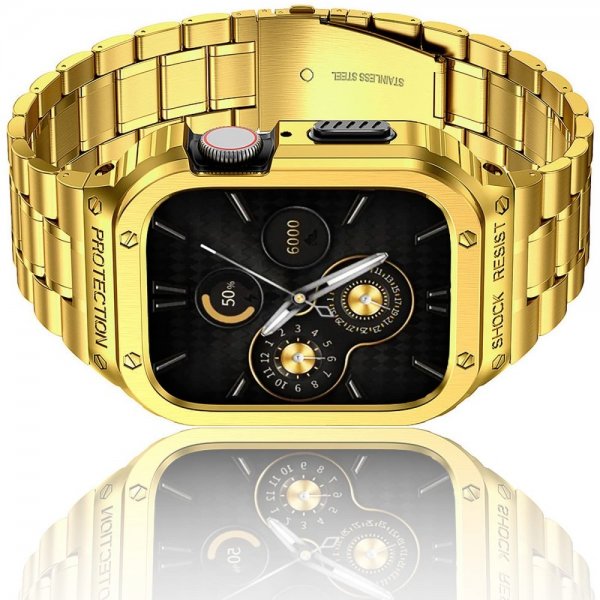 Apple Watch 44mm Armband med Skal Rostfritt Stål Guld