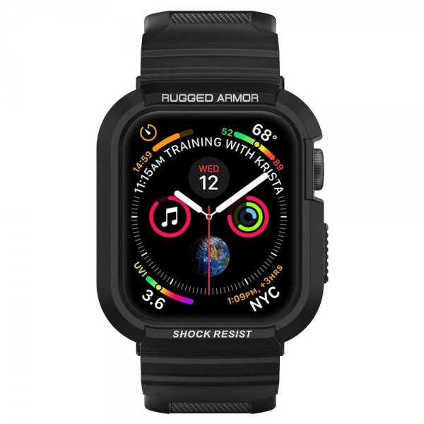 Spigen Apple Watch 44/45mm Skal med armband Rugged Armor Pro Charcoal Grey