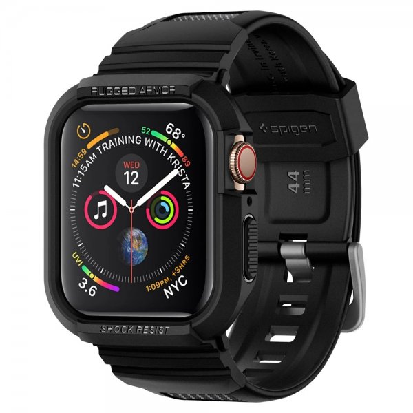 Spigen Apple Watch 44/45mm Skal med armband Rugged Armor Pro Svart