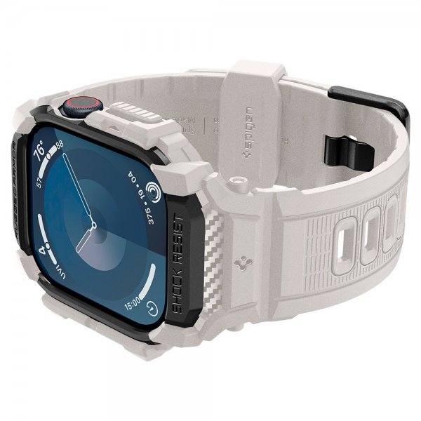 Spigen Apple Watch 46mm (Series 10/11) Armband och Skal Rugged Armor Pro Dune Beige
