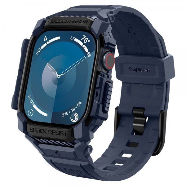 Spigen Apple Watch 46mm (Series 10/11) Armband och Skal Rugged Armor Pro Navy Blue