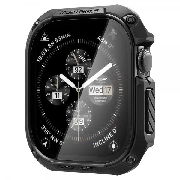 Spigen Apple Watch 46mm (Series 10/11) Skal med Skärmskydd Tough Armor Svart