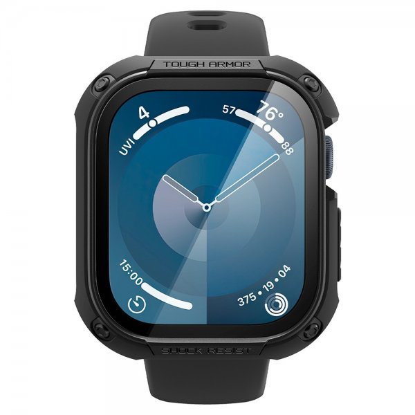 Spigen Apple Watch 46mm (Series 10/11) Skal med Skärmskydd Tough Armor Svart