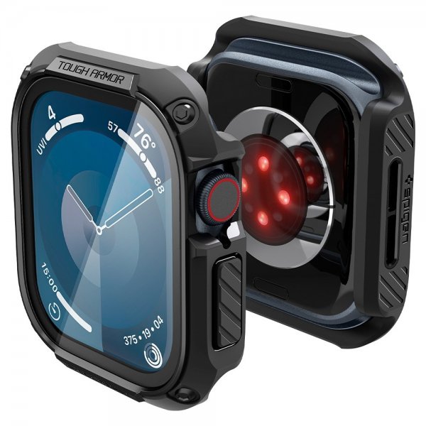 Spigen Apple Watch 46mm (Series 10/11) Skal med Skärmskydd Tough Armor Svart