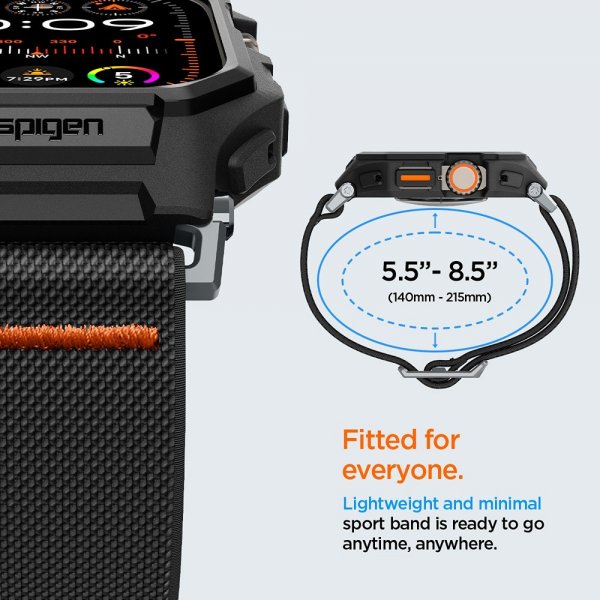 Spigen Apple Watch Ultra 49mm Armband och Skal Lite Fit Pro Matte Black