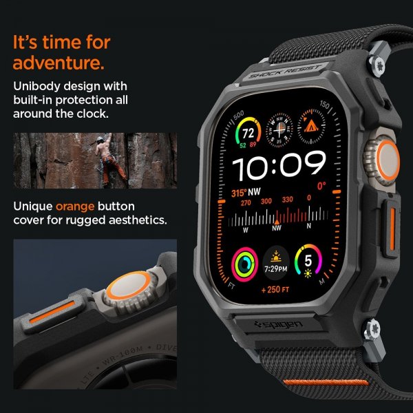 Spigen Apple Watch Ultra 49mm Armband och Skal Lite Fit Pro Matte Black