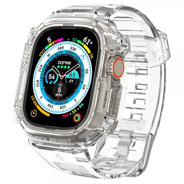 Spigen Apple Watch Ultra 49mm Armband och Skal Rugged Armor Pro Crystal Clear