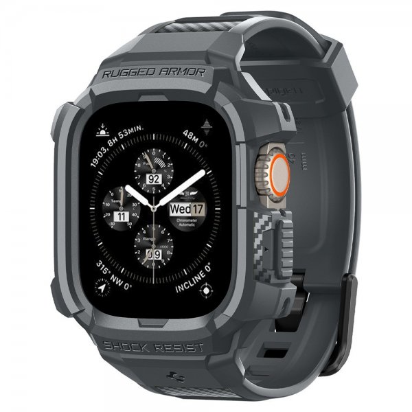 Spigen Apple Watch Ultra 49mm Armband och Skal Rugged Armor Pro Dark Gray