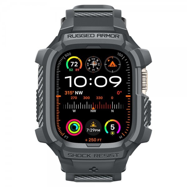 Spigen Apple Watch Ultra 49mm Armband och Skal Rugged Armor Pro Dark Gray