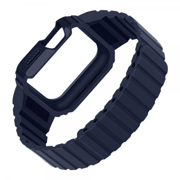 Apple Watch Ultra 49mm Armband med Skal Silikon Magnetstänging Blå