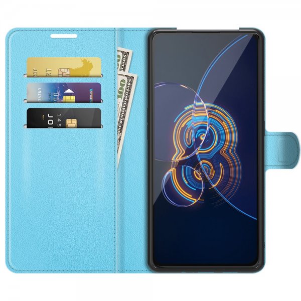 Asus Zenfone 8 Flip Fodral Litchi Blå