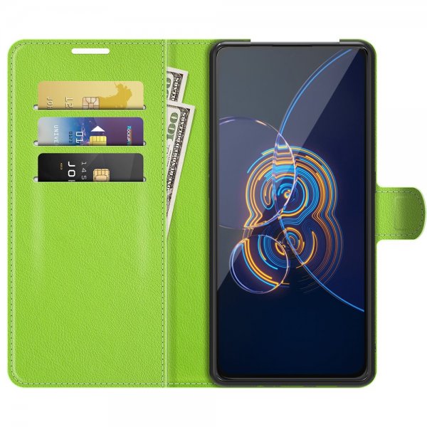 Asus Zenfone 8 Flip Fodral Litchi Grön