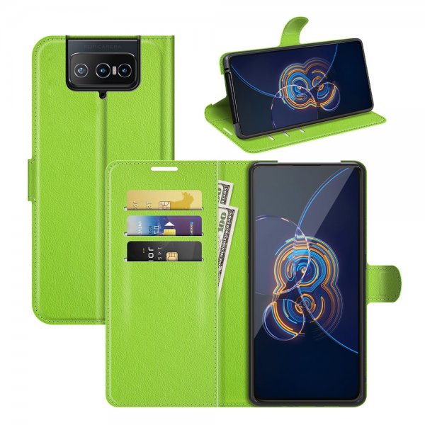 Asus Zenfone 8 Flip Fodral Litchi Grön