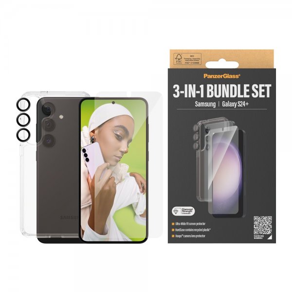 PanzerGlass Samsung Galaxy S24 Plus Skal Skärmskydd Kameraskydd 3-in-1 Bundle Set
