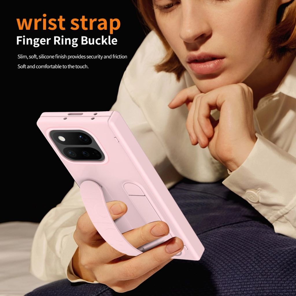 Google Pixel 11 Pro Fold Skal med Stativ & Handgrepp Rosa