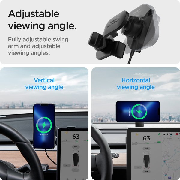 Spigen Bilhållare med Laddning OneTap Pro Wireless Screen Car Mount Tesla MagFit