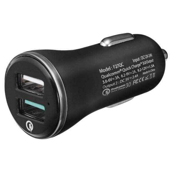 Spigen Billaddare F27QC QC 3.0 Svart