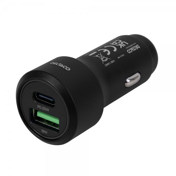 Deltaco Billaddare Fast Charging Dual USB Car Charger