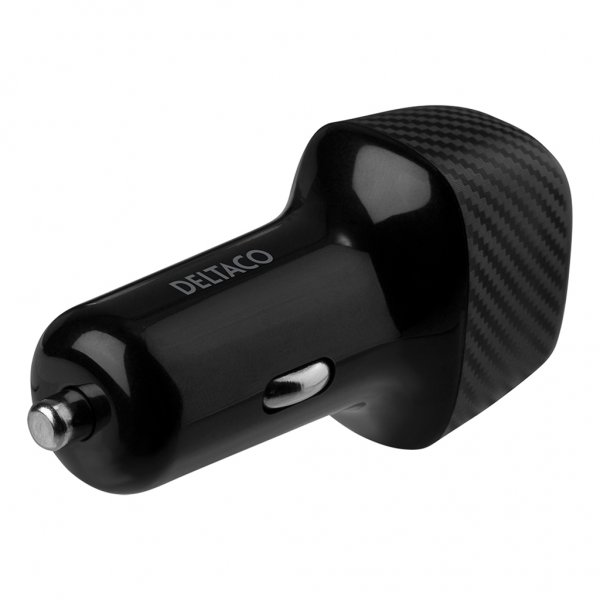Deltaco Billaddare USB-A USB-C Snabbladdning 36W Svart