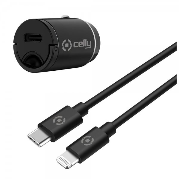 Celly Billaddare med Lightning-kabel CCMINILIGHT 20W Vit