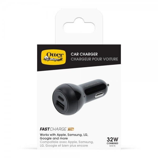 Otterbox Billaddare USB-C 20W & USB-A 12W Svart
