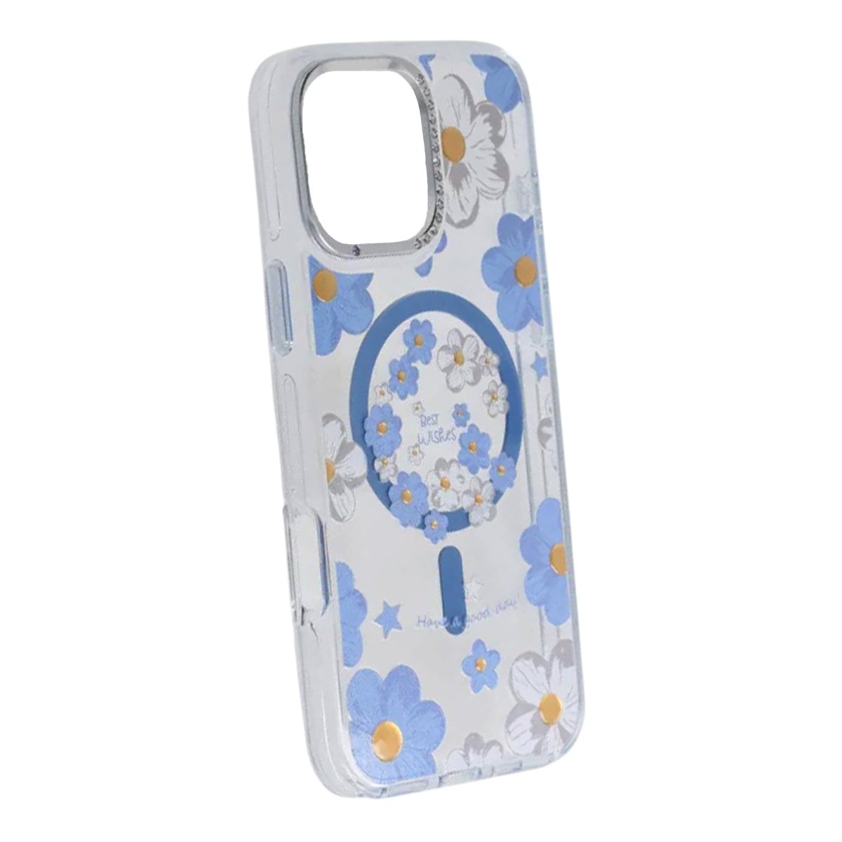 iPhone 16 Pro Max Skal Blommönster MagSafe Blå