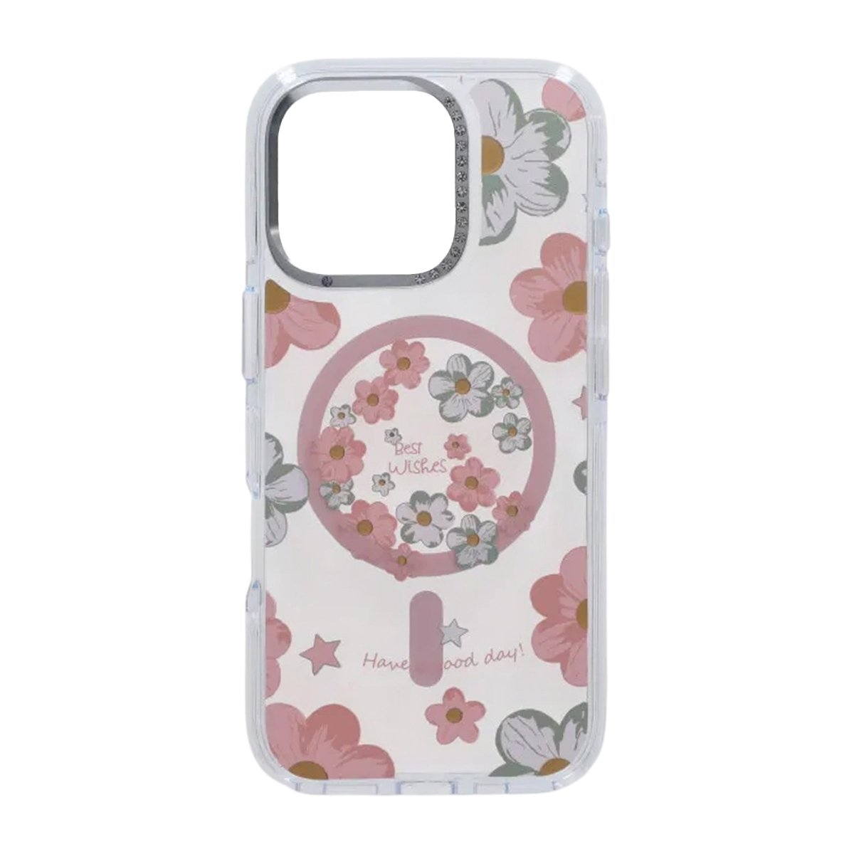 iPhone 16 Pro Max Skal Blommönster MagSafe Rosa