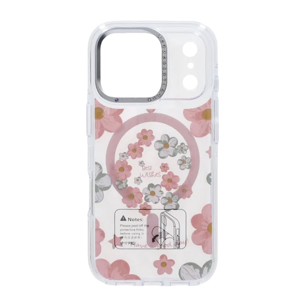 iPhone 17 Pro Max Skal Blommönster MagSafe Rosa