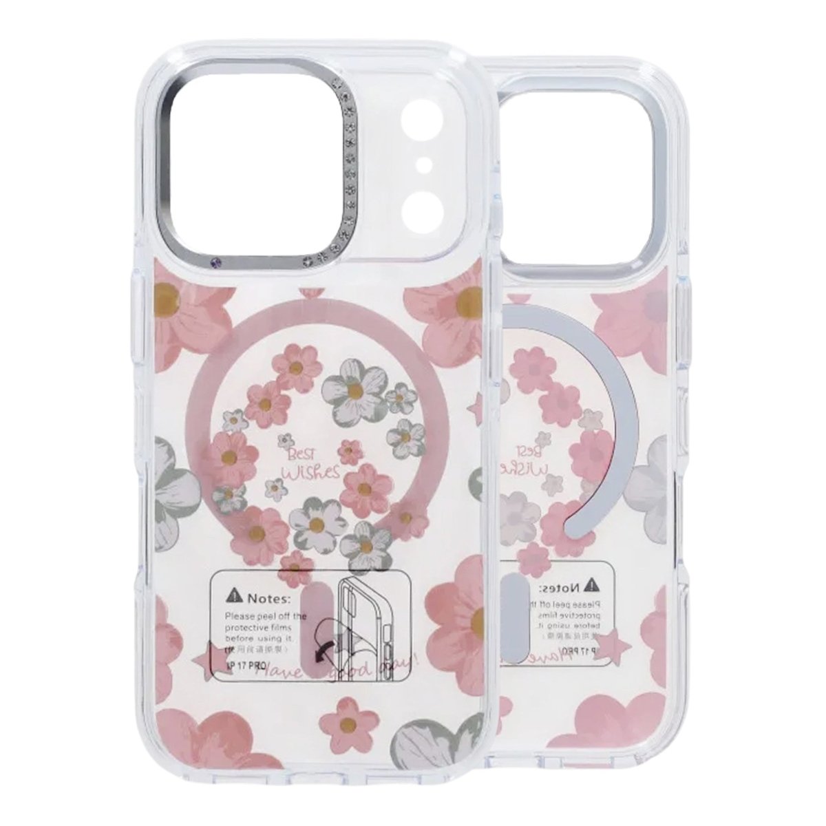iPhone 17 Pro Skal Blommönster MagSafe Rosa
