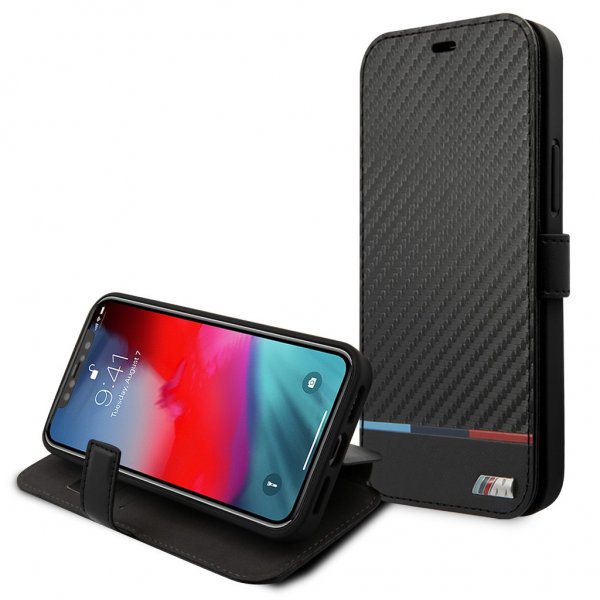 BMW iPhone 13 Fodral Tricolor Carbon Effect Svart