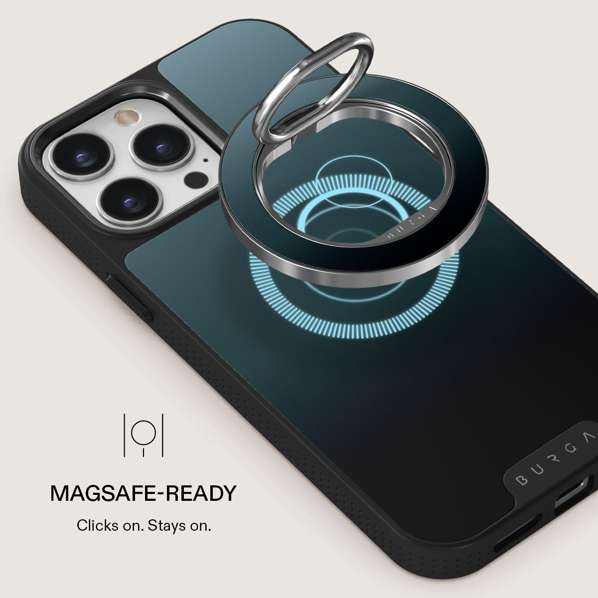 Burga Hållare Mobilring MagSafe Black Hole Silver